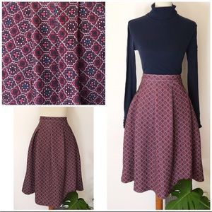 Abercrombie & Fitch Ornate Tiles Midi A-Line Skirt